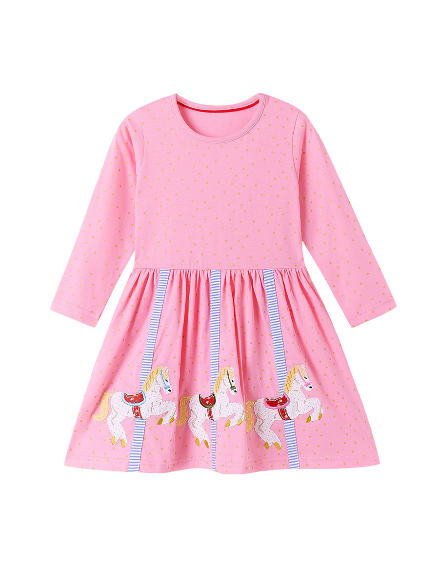 Kids' Clothing Source Factory, Girls' Dress, New Autumn Kids' Skirt, Cartoon Cotton Kids' Dress Wholesale