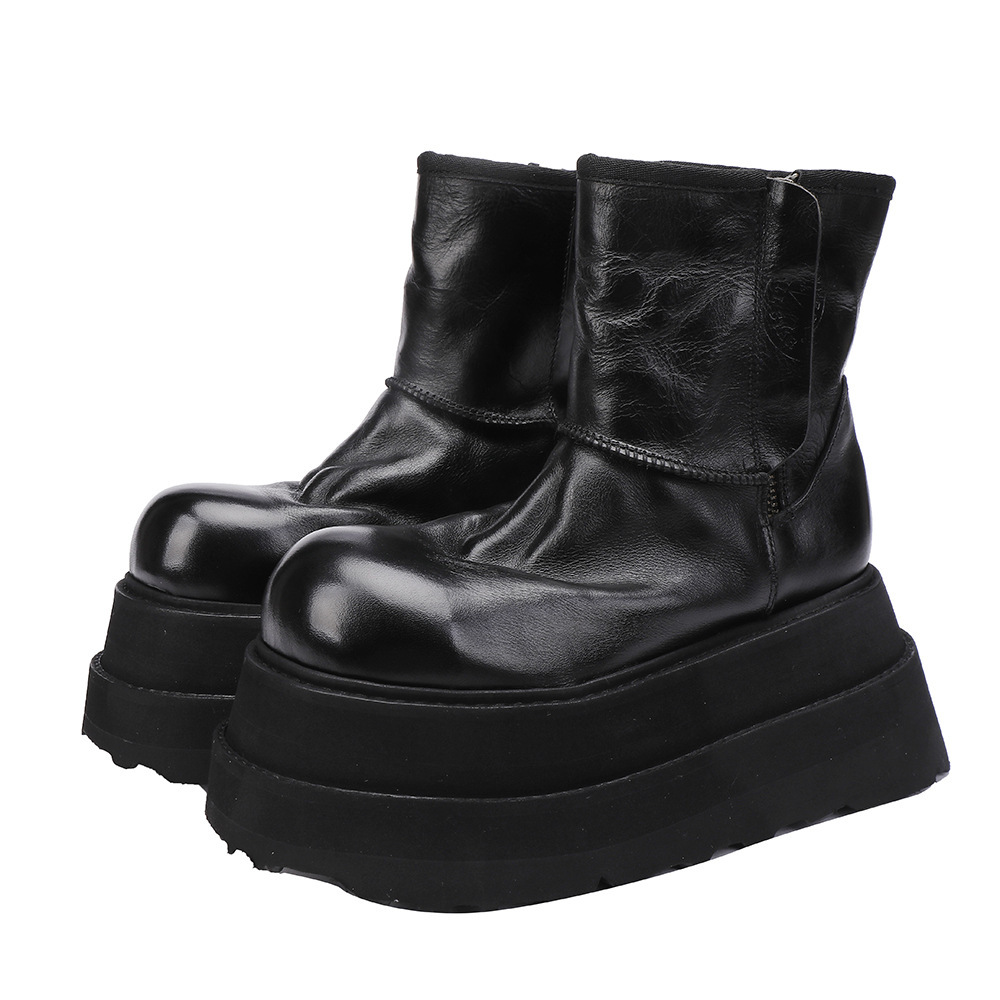 Bốt nữ cổ thấp đế dày lót lông giữ ấm chống trượt — Màu đen, Màu kaki