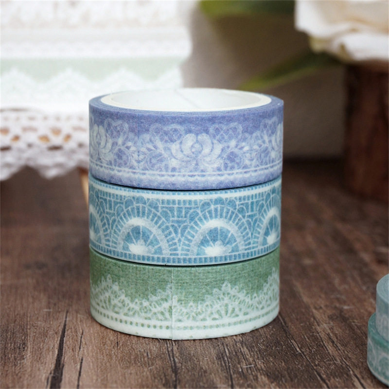 Cross-Border Stickers Morandi Color Series Lace Colorful Tape Foreign Trade Supply DIY Decoration Journal Tape