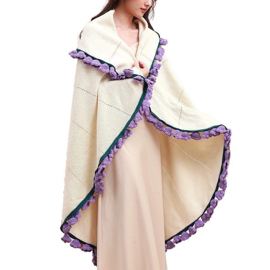 Lily of the Valley Bouquet Blanket Finished Office Nap Flower Blanket Wool Ball Hand-Knitted Blanket as a Gift for Besties