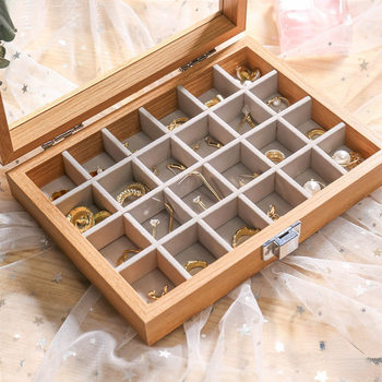 Large-Capacity Pear Wood Jewelry Box Earrings Earrings Ring Bracelet Watch Jewelry Box Glasses Sunglasses Storage Box