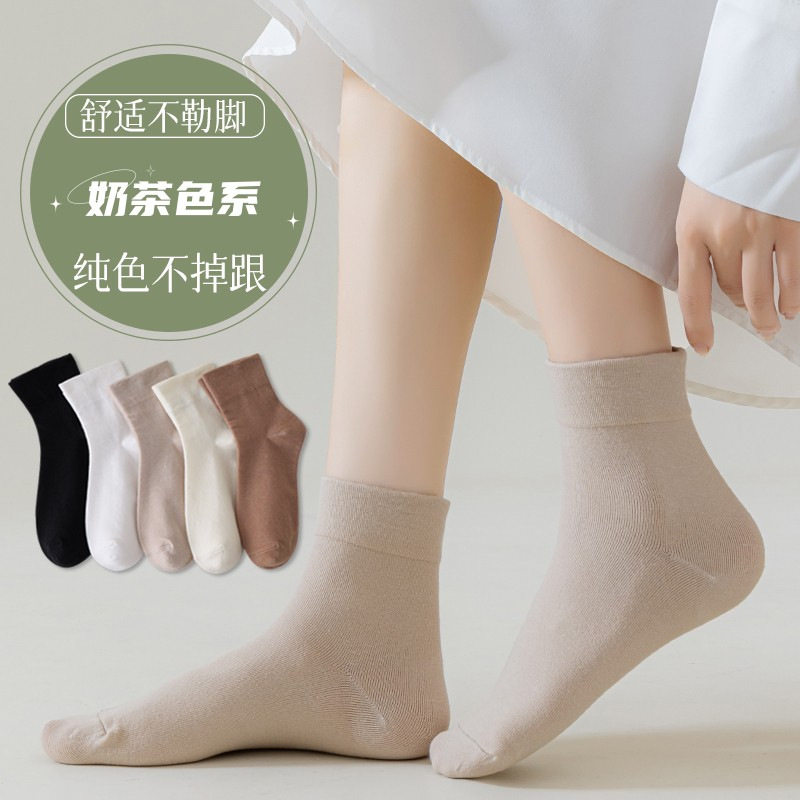 白色袜子女春夏季薄款ins潮纯色卡通学生运动短筒袜诸暨袜子批发