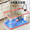 Fish Tank Filtration and Oxygen Production Integrated Household Ecological Aquarium Desktop Small Fish Tank as Transparent Landscaping Stream Tank