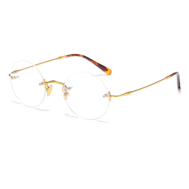 Jobs with Frameless Pure Titanium Glasses Frame ZY007 Myopia Retro Joker Round Plain Online Red Glasses Frame for Women