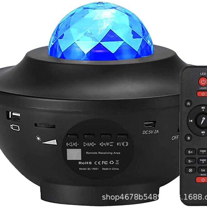 Cross-Border Hot Selling Laser Starry Sky Projector USB Remote Control Bluetooth Water Ripple Lantern Starry Sky Atmosphere Led Night Light