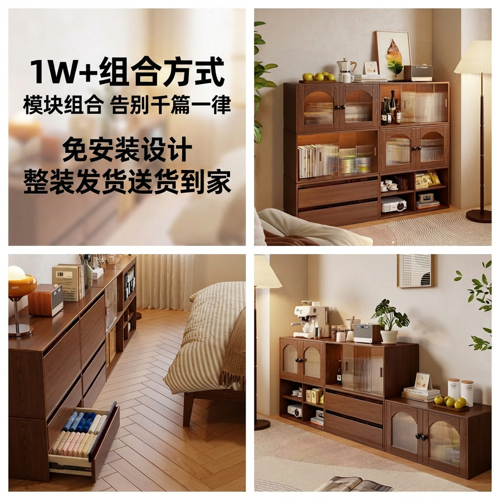 书柜模块化组合柜子储物展示柜落地靠墙实木幼儿园客厅收纳置物柜