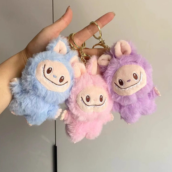 Net red cute plush cloth doll keychain girl heart couple bag car pendant catch baby machine wholesale