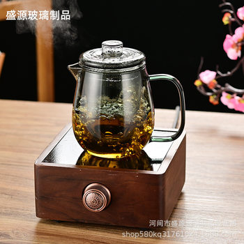 Transparent glass scented tea teapot electric ceramic stove heating smoke gray boiling teapot kung fu glass filter liner penguin