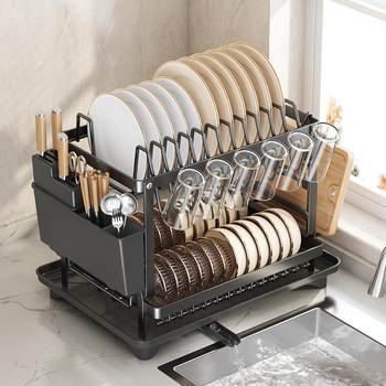 Cross-Border Kitchen Storage Rack, Dish and Bowl Organizer, Sink Drain Rack, Drain Basket, Household Bowl and Chopstick Cabinet, Bowl Rack