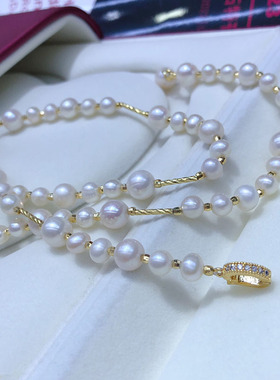 新款天然淡水珍珠毛衣链时尚百搭饰品中长款简约珍珠项链