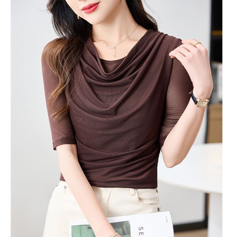Summer Mesh Womens T Shirt Stylish Mid Length Sleeve Plus Size Flattering Fit Casual Everyday Wear Wholesale