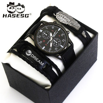 Fashionable Wristwatch Men's Watch Bracelet Set Quartz Watch Trendy Simple Men's Watch Wrist Watch Men