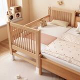 Детская кровать из бука, детская кровать из массива дерева, можно поднимать и опускать ограждение, большая кровать, детская прикроватная кровать, детская кроватка