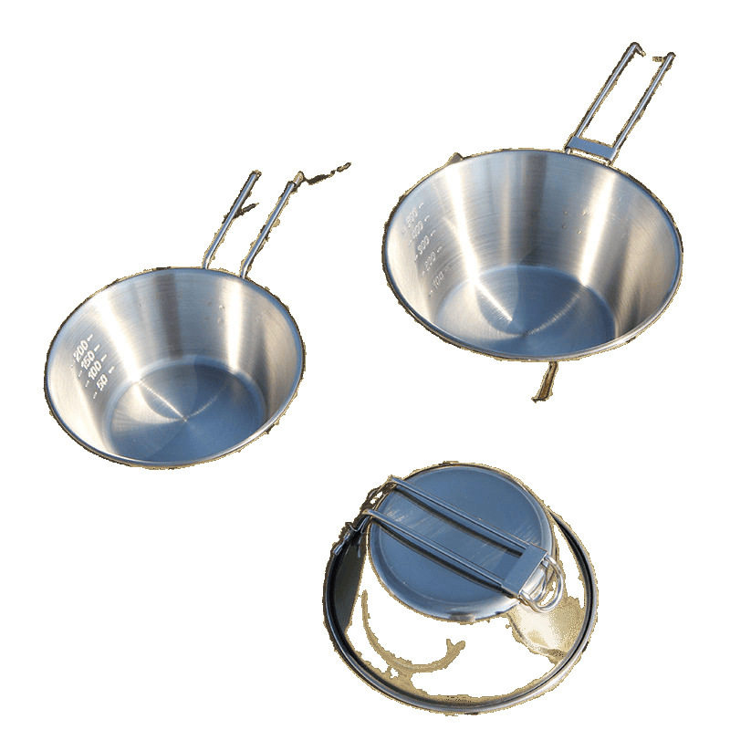 Outdoor Camping Folding Sierra Bowl Portable Tableware 304 Stainless Steel Camping Coffee Cup Instant Noodle Bowl Rice Bowl Cookware