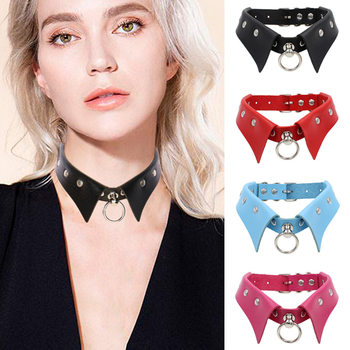 Eco-Friendly Pu Leather European and American Fashion Punk Gothic Collar-Style Choker Necklace Simple Fashion Pendant Collarbone Necklace