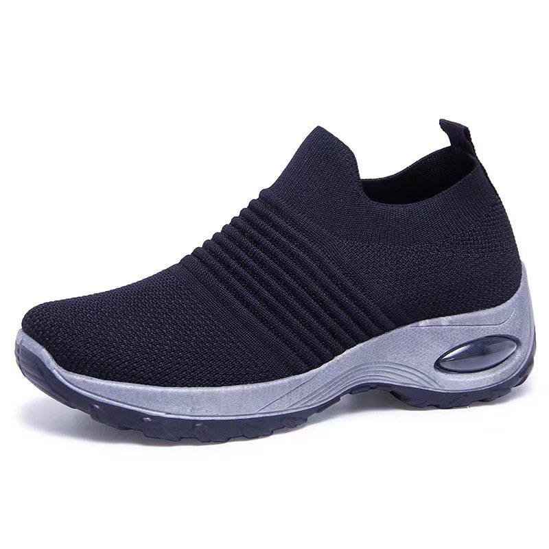 Cross-border large-size flying knit shoes sports leisure rocking shoes air cushion high elastic trendy fashion one piece socks shoes