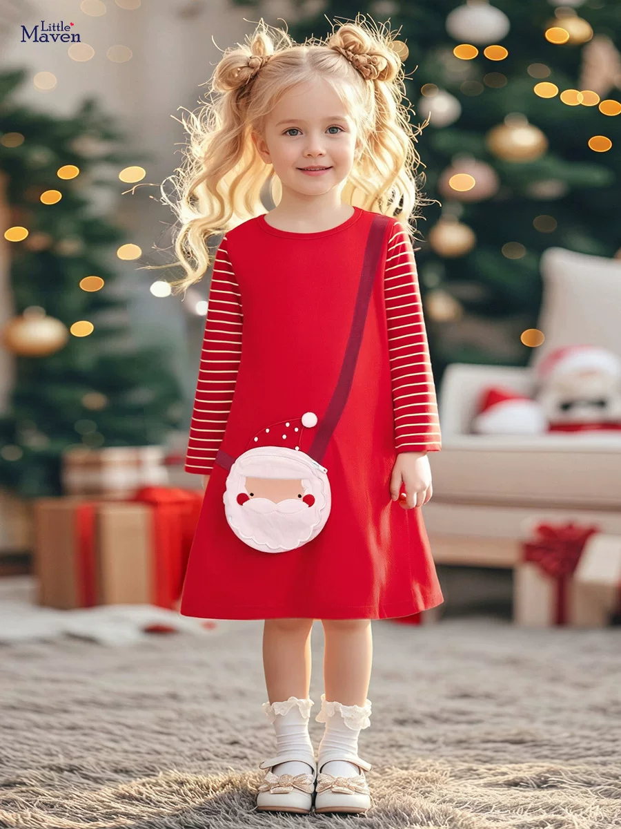 Christmas Style Girls' Dress, Long-sleeve Cotton Kids' Dress for Autumn