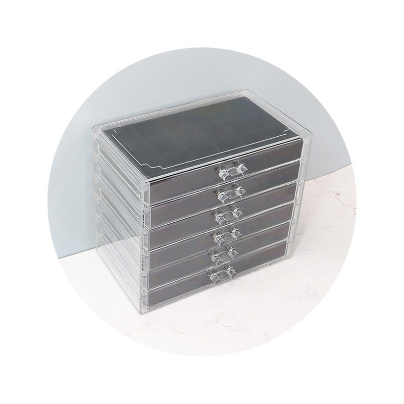 5/6-Layer Multi-Grids Plastic Velvet Storage Box Transparent Drawer-Type Jewelry Jewelry Earrings Ring Jewelry Storage