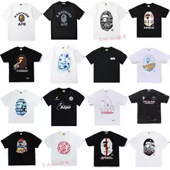 2026 European and American New Classic Shark Short-Sleeve Ape Camouflage Cartoon Print T-Shirt for Men and Women Couples Half-Sleeve Short T-Shirt