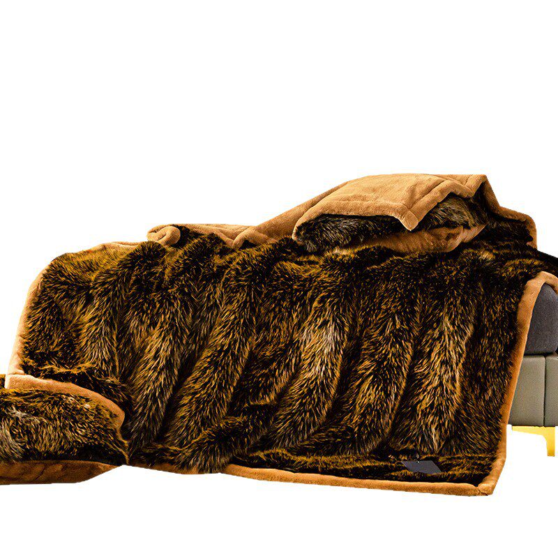 Cross-Border Imitation Fox Fur Blanket, Winter Thickened Blanket, Extra Thick Raschel Bed Blanket, Sofa