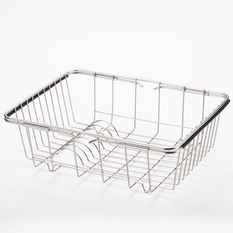 Stainless Steel Draining Basket Retractable Pool Draining Rack Draining Bowl and Dish Rack Fruit and Vegetable Basket Washing Basket Sink Storage Rack