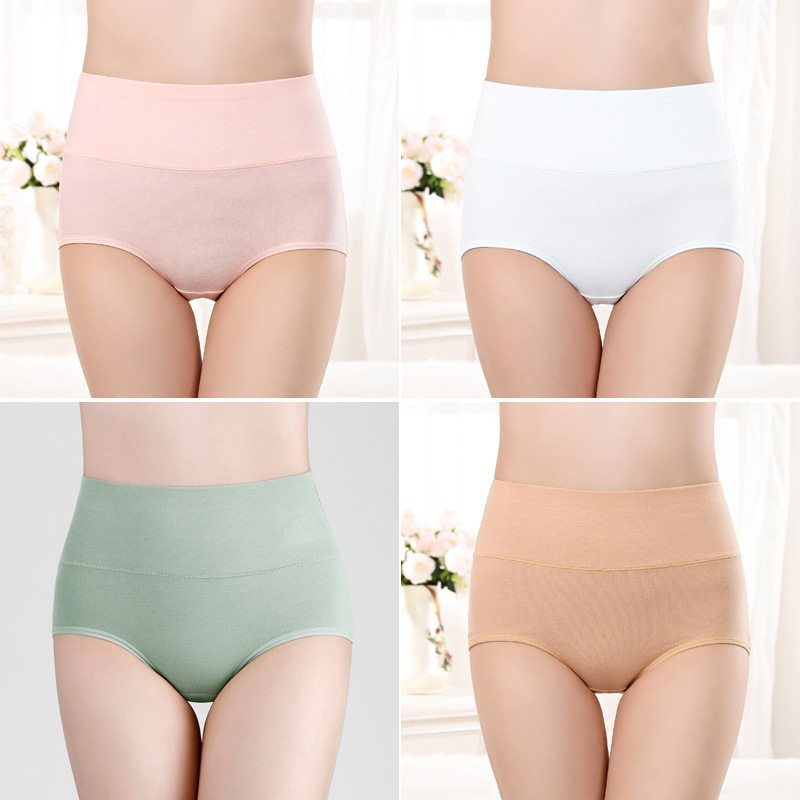 欧码纯棉女士内裤高腰收腹提臀内裤亚马逊爆款大码三角裤代包装