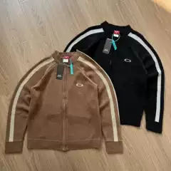 OJI Millennium Vintage 00's vintage Oak color blocked zipper cardigan knit sweater jacket