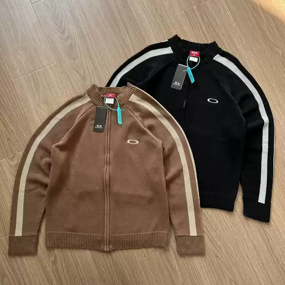 OJI Millennium Vintage 00's vintage Oak color blocked zipper cardigan knit sweater jacket