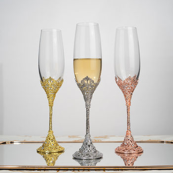 Bubble Embossed Wine Glass Retro High-End Champagne Cup Crystal Glass Tall Wine Set Gift Box Set