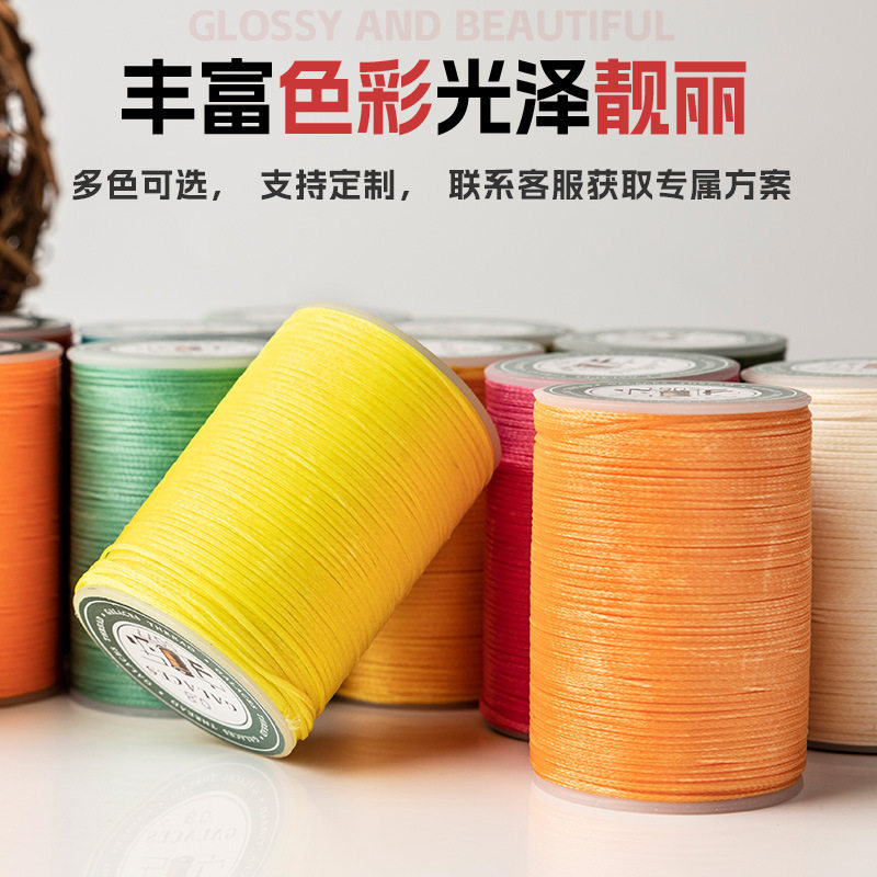 Manufacturer Wholesale 0.8mm Flat Wax Thread Handmade Polyester Thread High Strength Thread 16 Strands Horse Wax Thread Leather Goods Sewing Thread
