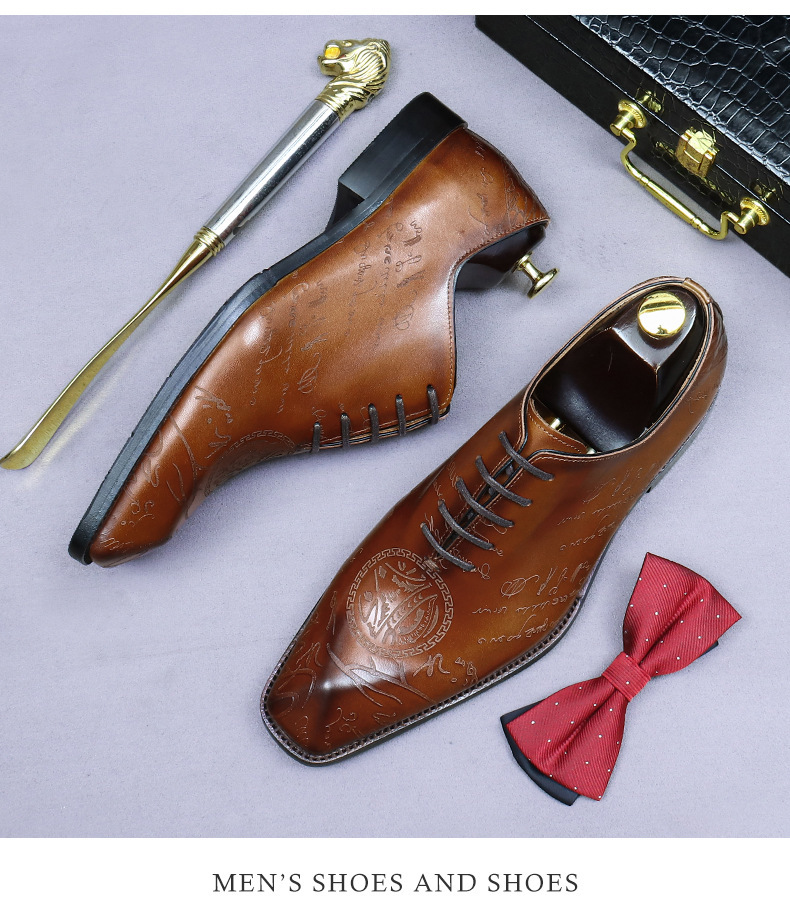 Giày Oxford nam da bò nguyên tấm buộc dây công sở — Màu nâu vàng, Màu xám