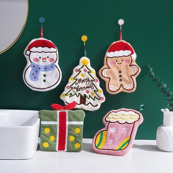 Christmas Hand Towel, Hanging Small Towel, Thickened Cartoon Hand Towel, Kitchen Lazy Hand Towel, Children's Absorbent Towel