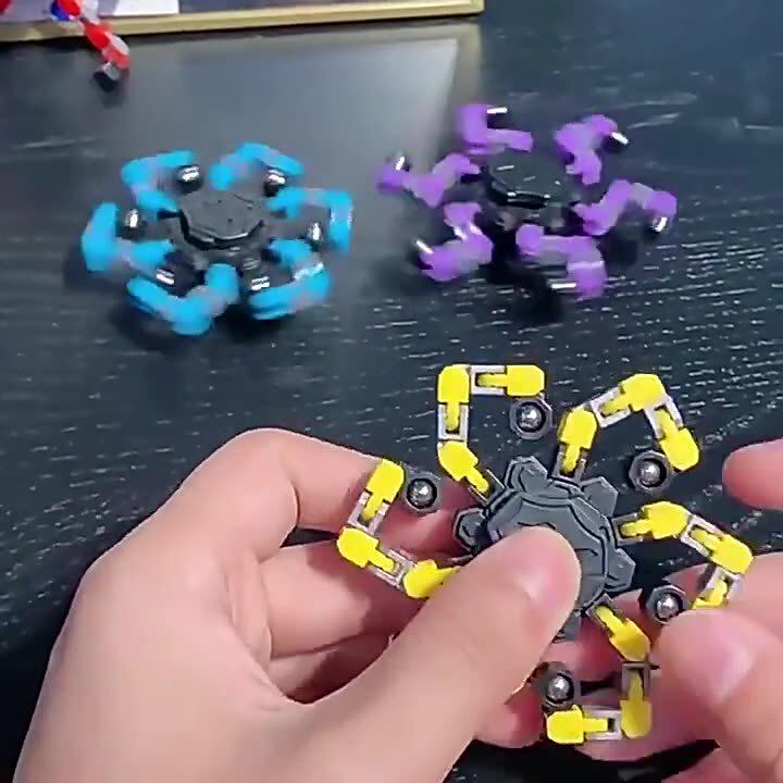 Tiktok Fidget Toy Mechanical Cross-Border Stress Relief Children's Mechanical Transforming Gyro Glowing Finger Spiral Fidget Chain Toy