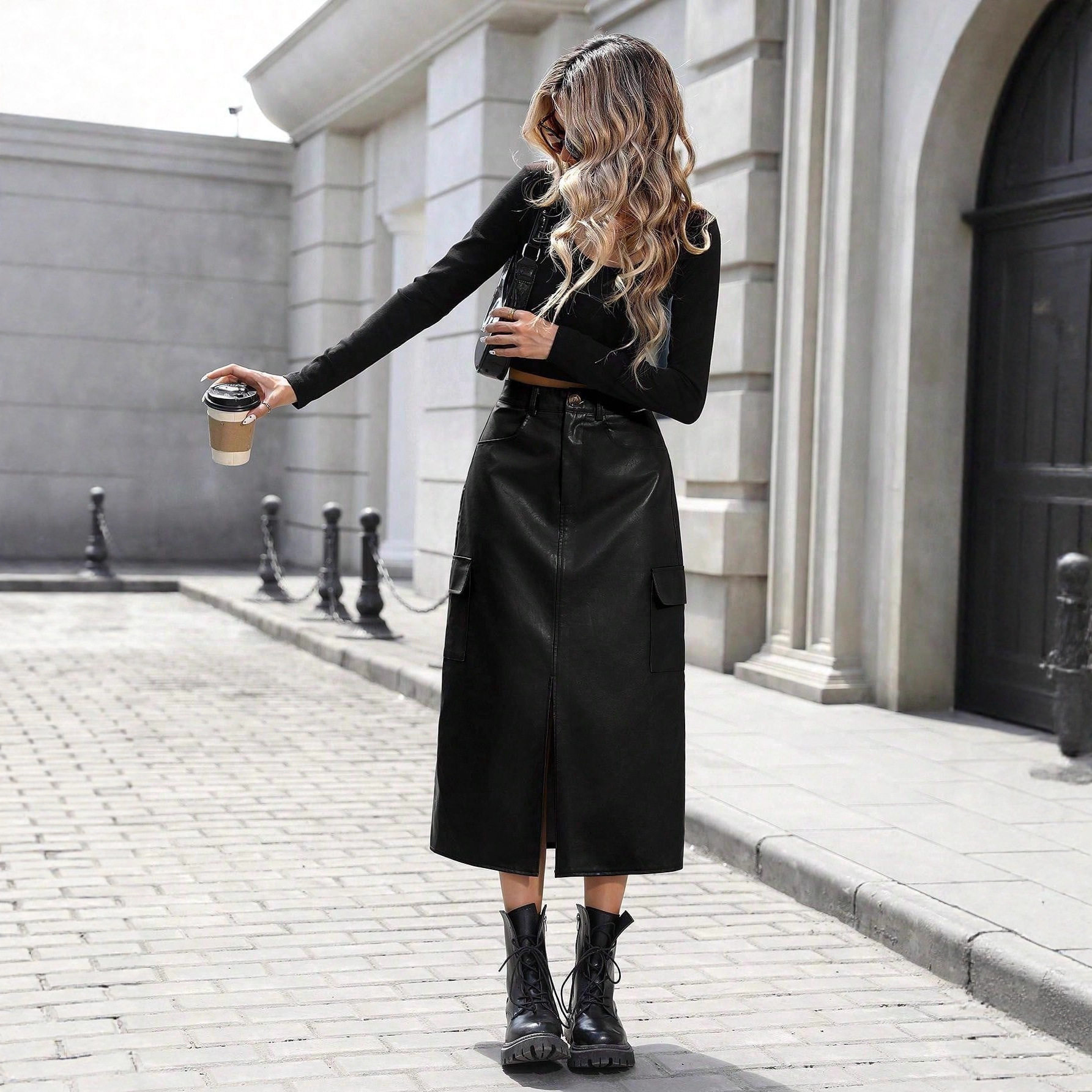 High Waisted PU Pencil Skirt Slim Fit Split Design Elegant Style Perfect for Casual or Formal Occasions Ready to