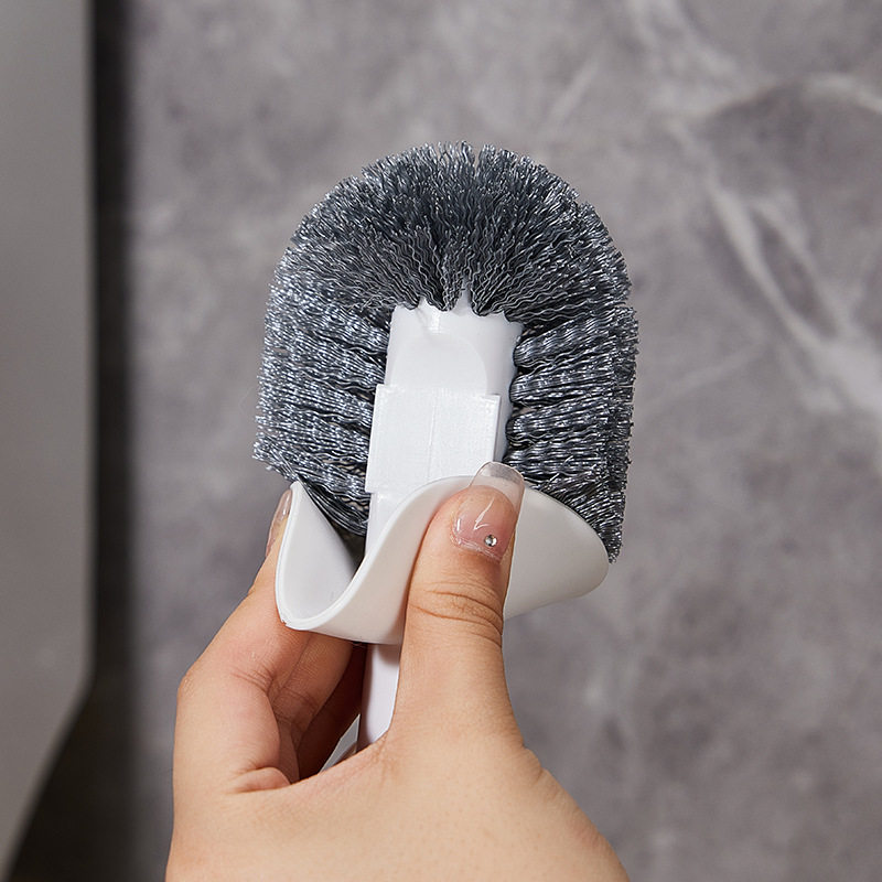 Toilet Brush Long Handle Soft Bristle Toilet Cleaning Brush Set Wall Hanging Toilet Brush with Base Bathroom Long Handle Set Brush