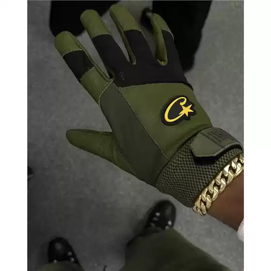 Corteiz Leather Gloves Motorcycle Riding Warm Racing Ski Gloves Velcro Adjustment