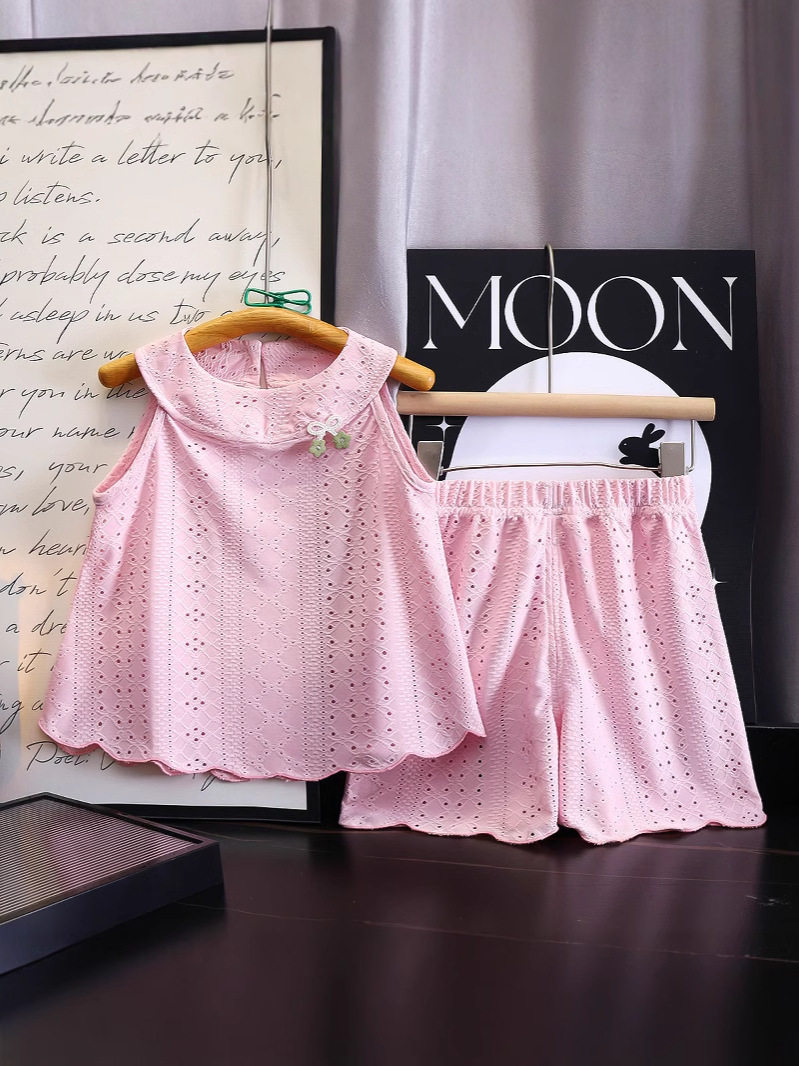 Korean Princess Style Kids' Thin Vest, Cute Baby Girl Sleeveless Halter Top, Cool Breathable Set