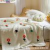 Purely Handmade Heavy-Duty Stick Needlework Blanket, Thick Wool Blanket, B&B Style Stereo Flower Blanket, Ice Velvet Blanket