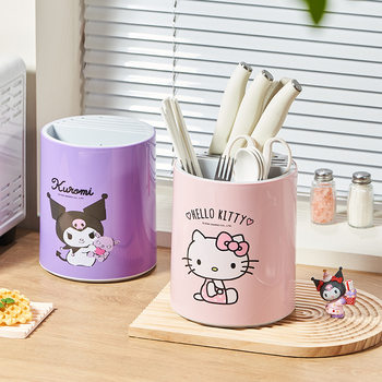 Sanrio Genuine Rotating Knife Rack Storage Rack Kitchen Countertop Multifunctional Vegetable Knife Chopsticks Holder Integrated Storage Box