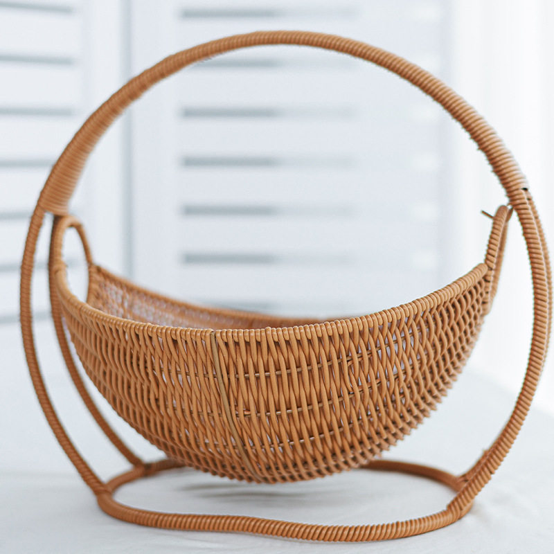 Creative Fruit Cradle Imitation Rattan Fruit Basket Living Room Accessible Luxury Storage Basket Snack Candy Afternoon Tea Tray Basket