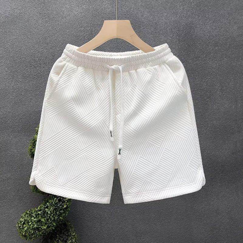 Design sense diamond pattern white shorts men's trendy brand handsome shorts men's summer home wear half pants