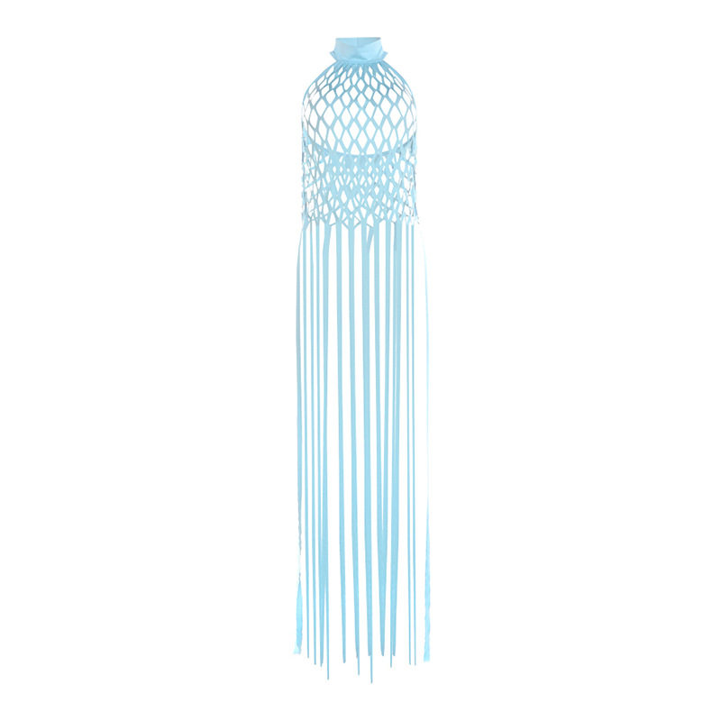 Summer Womens Sheer Mesh Halter Top Sexy Fringe Design Hollow Out Style Perfect for Parties and Night Out Wholesale