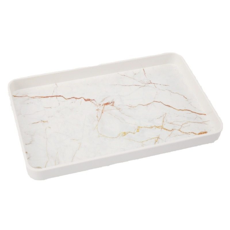 Scandinavian Melamine New Rectangular Imitation Marble Pattern Home Living Room Hotel Cup Tea Set Storage Plastic Tray