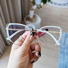 Business Hollow Eyebrow Fashion Anti-Blue Light Flat Mirror Metal Nearby Frame Retro Optical Frame