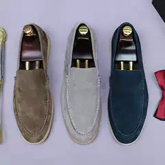 Wholesale Matte Leather Men's Shoes Retro Low-Top Business Slip-On Suede Loafers Soft Casual Leather Shoes for Men