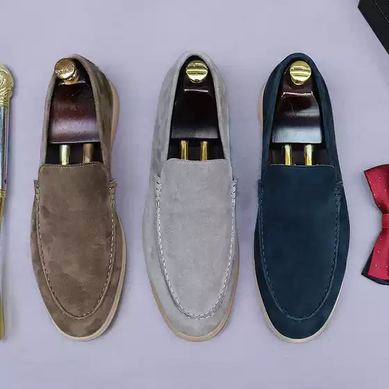 Wholesale Matte Leather Men's Shoes Retro Low-Top Business Slip-On Suede Loafers Soft Casual Leather Shoes for Men