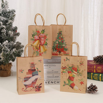 kraft paper bag wholesale simple shopping bag takeaway bag christmas printed tote bag party gift gift bag