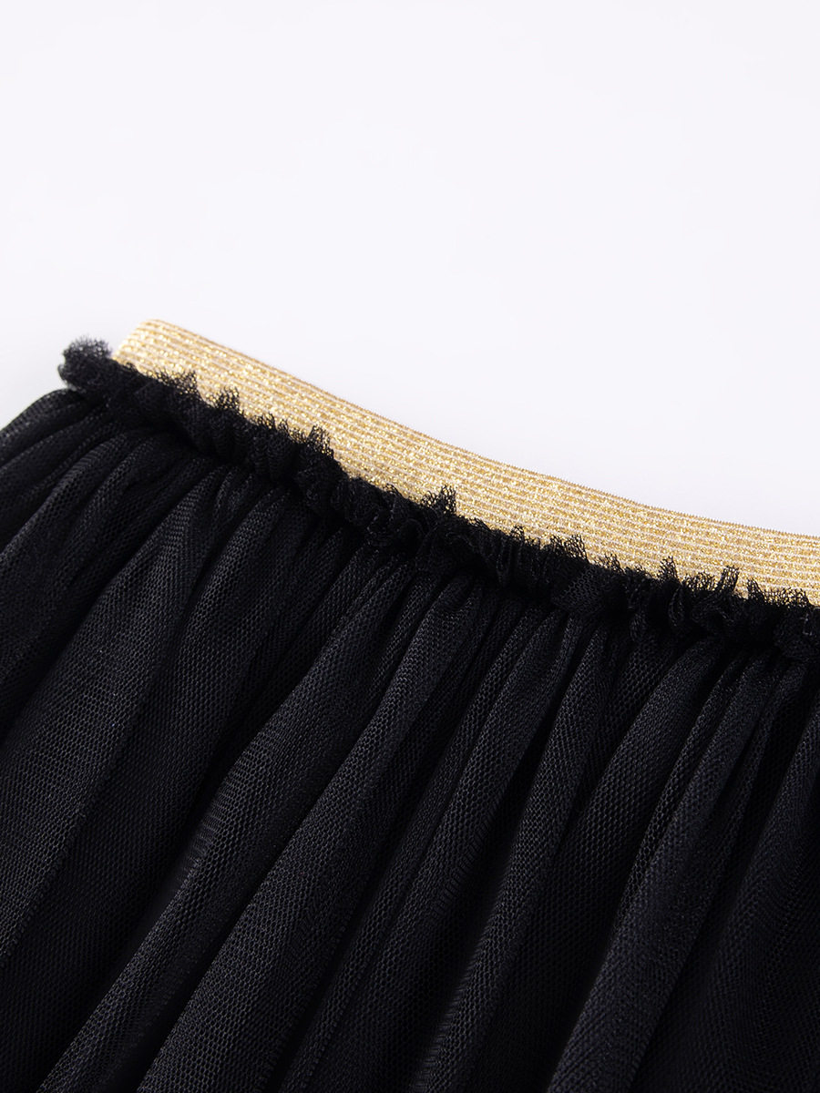 Girls' Summer Skirt, Style Kids' Dress, Solid Color Mesh Mini Skirt