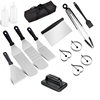 Outdoor BBQ Barbecue Tools 15 Piece Set Stainless Steel Grill Shovel Cooking Shovel Teppanyaki Stainless Steel Combination Baking Tool