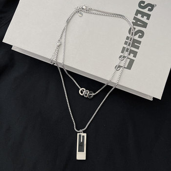 Double-Layer Cuban Stacked Necklace Long Simple Unisex Hip-Hop Trendy Brand Ins Street Simple Design Versatile Necklace